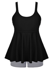 Firpearl Women's Plus Size Tankini Bathing Suits Modest Tummy Control Two Piece Swimsuits with Boyshort