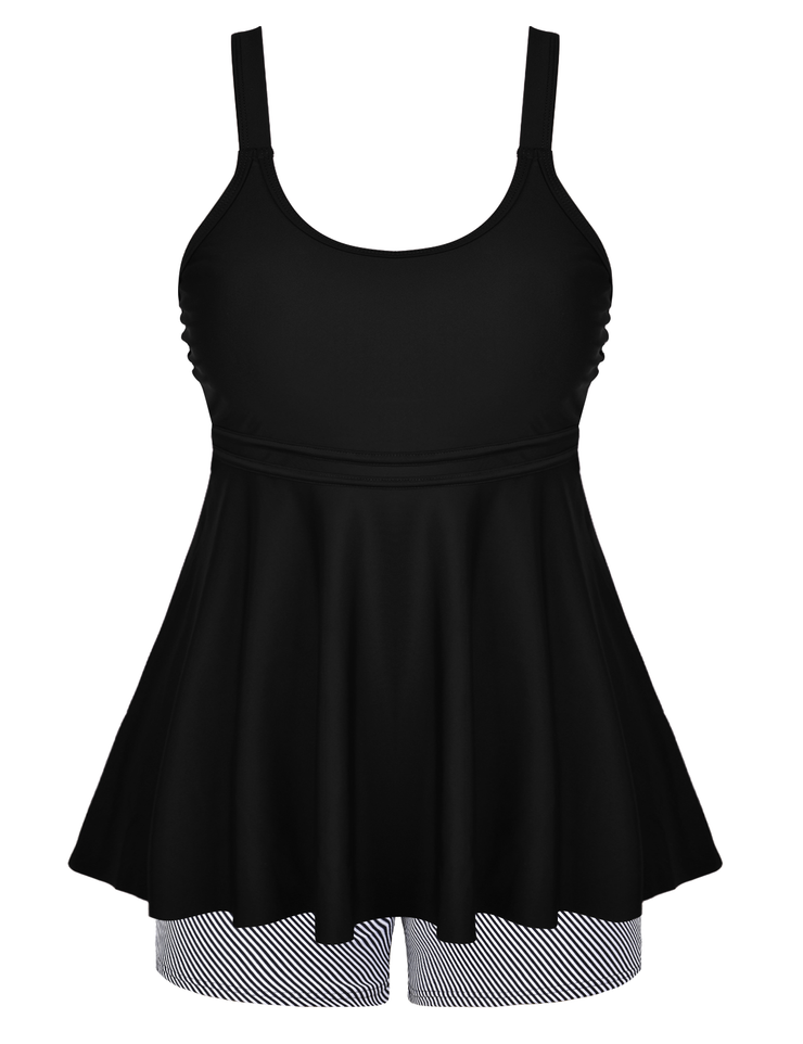 Firpearl Women's Plus Size Tankini Bathing Suits Modest Tummy Control Two Piece Swimsuits with Boyshort
