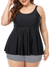 Firpearl Women's Plus Size Tankini Bathing Suits Modest Tummy Control Two Piece Swimsuits with Boyshort