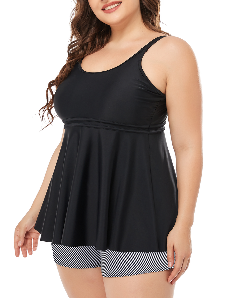 Firpearl Women's Plus Size Tankini Bathing Suits Modest Tummy Control Two Piece Swimsuits with Boyshort