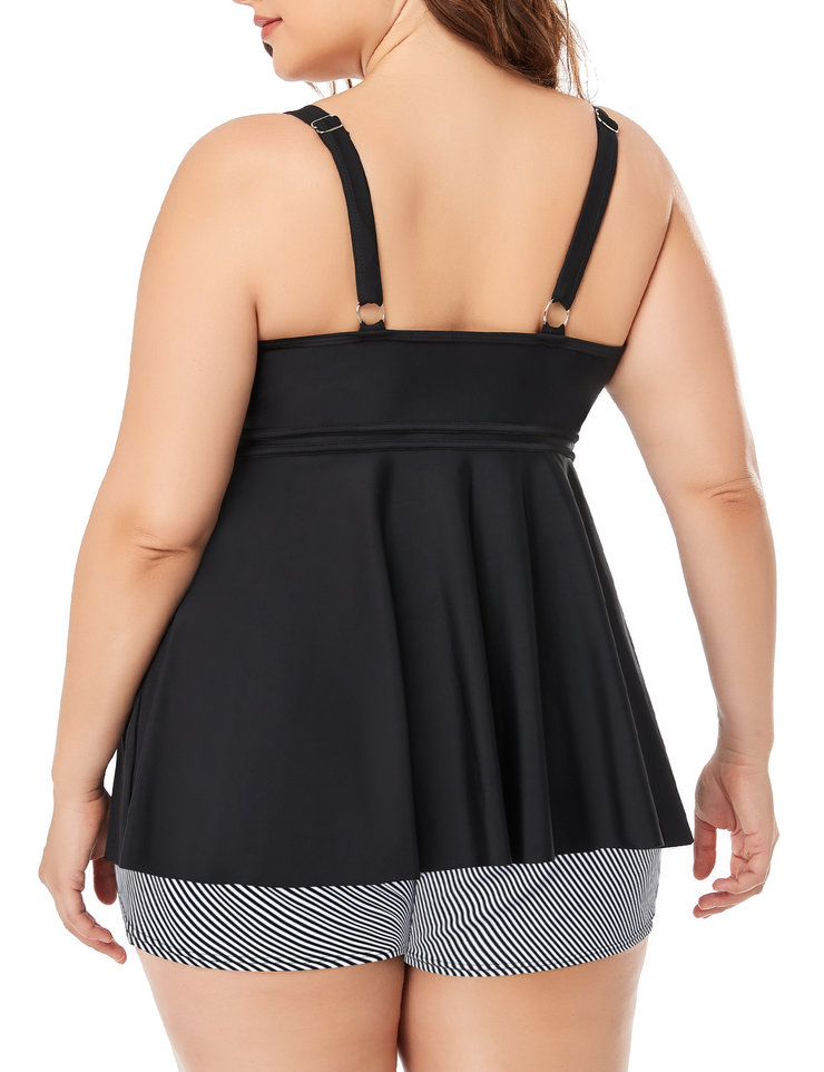 Firpearl Women's Plus Size Tankini Bathing Suits Modest Tummy Control Two Piece Swimsuits with Boyshort