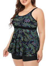 Firpearl Women's Plus Size Tankini Bathing Suits Modest Tummy Control Two Piece Swimsuits with Boyshort
