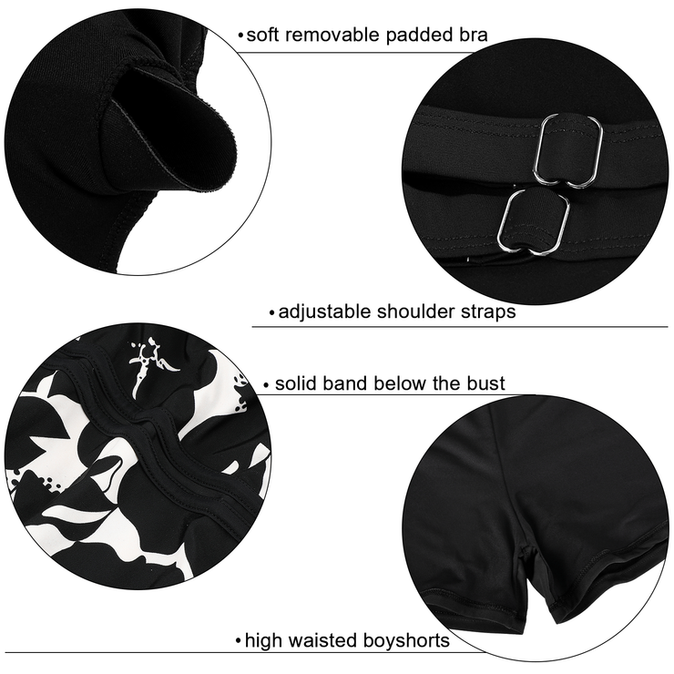 Firpearl Women's Plus Size Tankini Bathing Suits Modest Tummy Control Two Piece Swimsuits with Boyshort