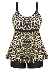 Firpearl Women's Plus Size Tankini Bathing Suits Modest Tummy Control Two Piece Swimsuits with Boyshort