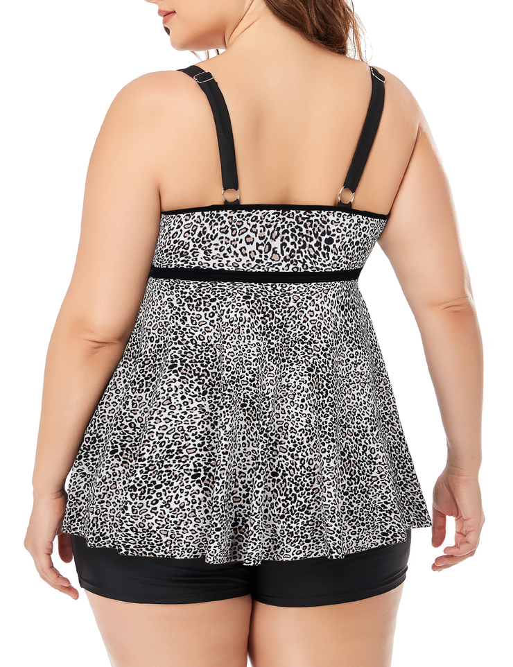 Firpearl Women's Plus Size Tankini Bathing Suits Modest Tummy Control Two Piece Swimsuits with Boyshort
