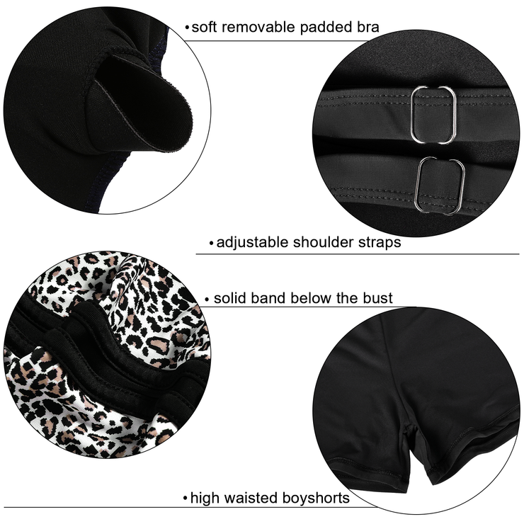 Firpearl Women's Plus Size Tankini Bathing Suits Modest Tummy Control Two Piece Swimsuits with Boyshort