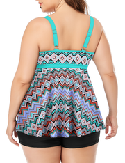 Firpearl Women's Plus Size Tankini Bathing Suits Modest Tummy Control Two Piece Swimsuits with Boyshort