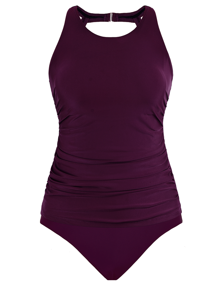 Firpearl Women's Tankini Swimsuits High Neck Tankini Tops with Swim Shorts Tummy Control Two Piece Bathing Suits
