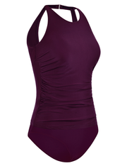 Firpearl Women's Tankini Swimsuits High Neck Tankini Tops with Swim Shorts Tummy Control Two Piece Bathing Suits