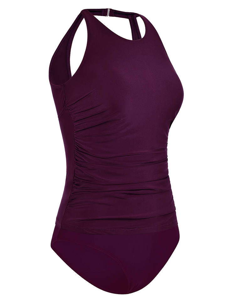 Firpearl Women's Tankini Swimsuits High Neck Tankini Tops with Swim Shorts Tummy Control Two Piece Bathing Suits