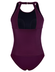 Firpearl Women's Tankini Swimsuits High Neck Tankini Tops with Swim Shorts Tummy Control Two Piece Bathing Suits