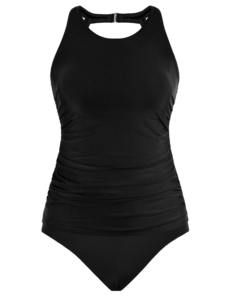 Firpearl Women's Tankini Swimsuits High Neck Tankini Tops with Swim Shorts Tummy Control Two Piece Bathing Suits