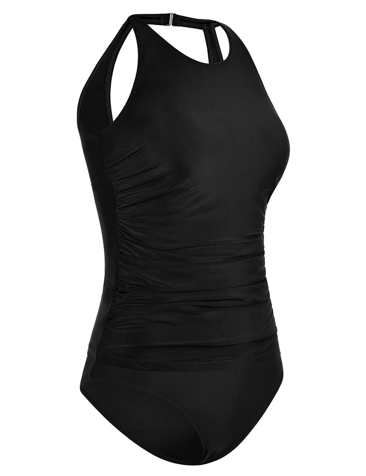 Firpearl Women's Tankini Swimsuits High Neck Tankini Tops with Swim Shorts Tummy Control Two Piece Bathing Suits
