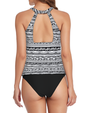 Firpearl Women's Tankini Swimsuits High Neck Tankini Tops with Swim Shorts Tummy Control Two Piece Bathing Suits