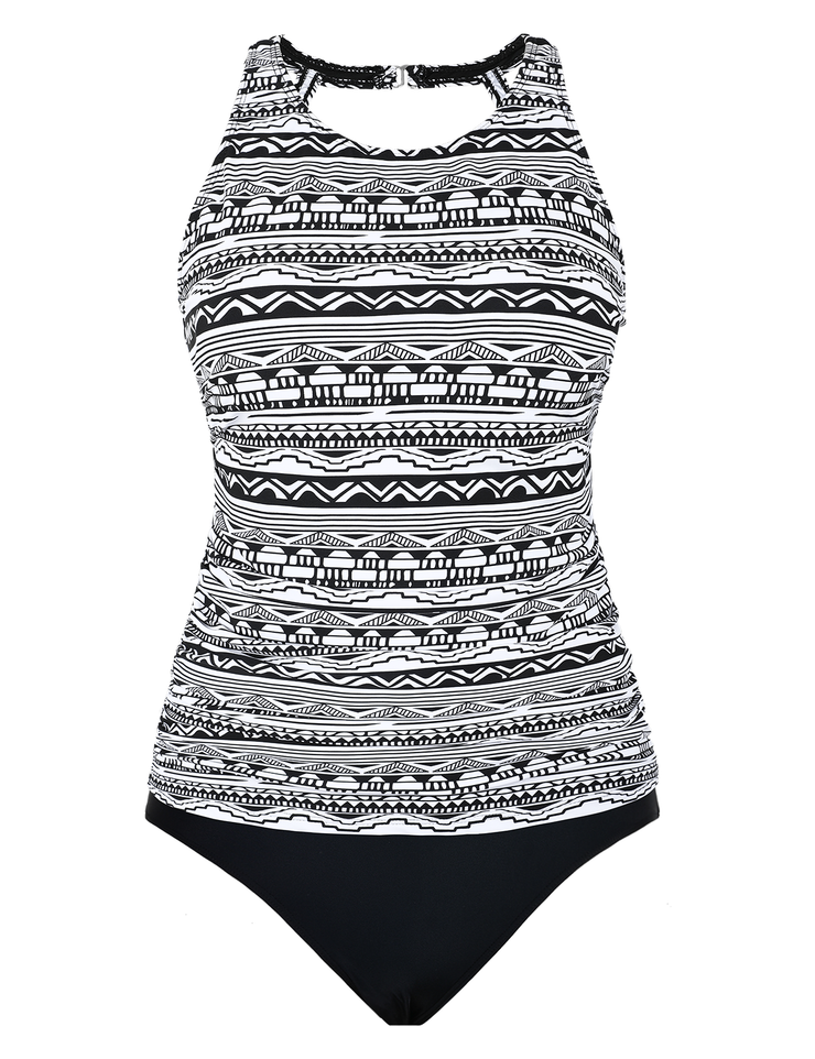 Firpearl Women's Tankini Swimsuits High Neck Tankini Tops with Swim Shorts Tummy Control Two Piece Bathing Suits