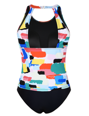 Firpearl Women's Tankini Swimsuits High Neck Tankini Tops with Swim Shorts Tummy Control Two Piece Bathing Suits