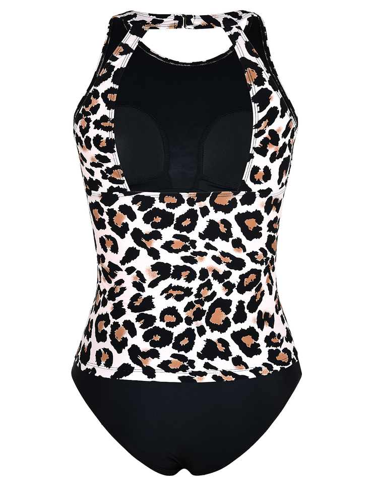 Firpearl Women's Tankini Swimsuits High Neck Tankini Tops with Swim Shorts Tummy Control Two Piece Bathing Suits