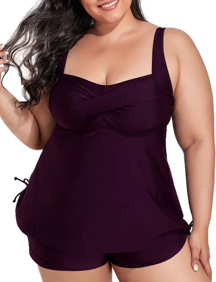 Firpearl Plus Size Tankini Swimsuits for Women Flowy Tankini Top with Shorts Two Piece Bathing Suits