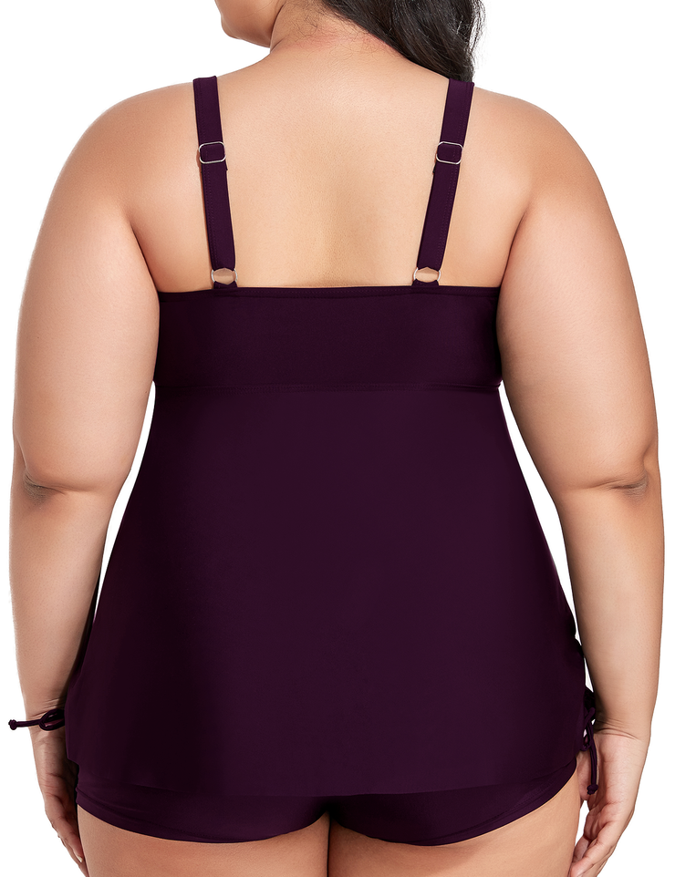 Firpearl Plus Size Tankini Swimsuits for Women Flowy Tankini Top with Shorts Two Piece Bathing Suits