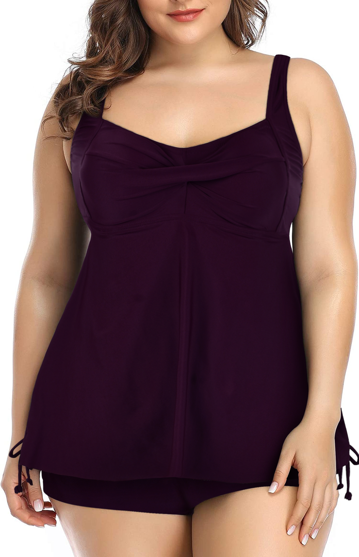 Firpearl Plus Size Tankini Swimsuits for Women Flowy Tankini Top with Shorts Two Piece Bathing Suits