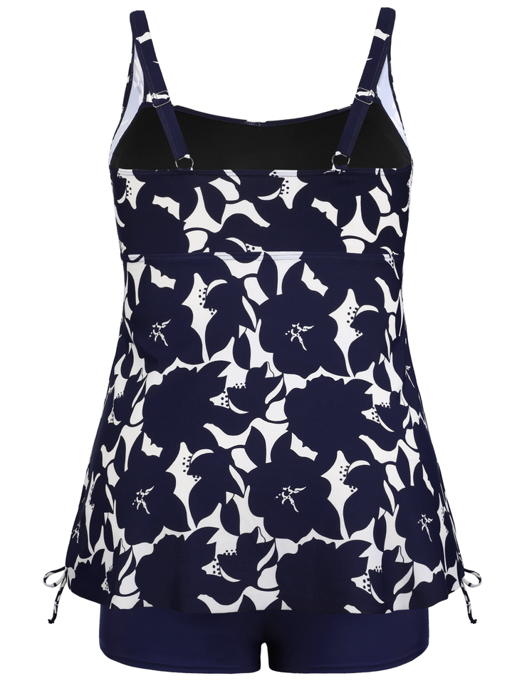 Firpearl Plus Size Tankini Swimsuits for Women Flowy Tankini Top with Shorts Two Piece Bathing Suits
