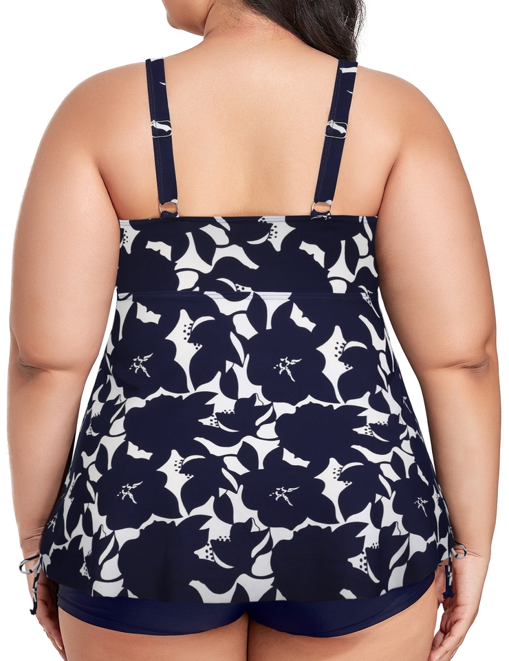 Firpearl Plus Size Tankini Swimsuits for Women Flowy Tankini Top with Shorts Two Piece Bathing Suits