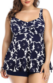 Firpearl Plus Size Tankini Swimsuits for Women Flowy Tankini Top with Shorts Two Piece Bathing Suits