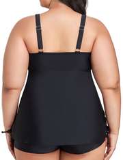 Firpearl Plus Size Tankini Swimsuits for Women Flowy Tankini Top with Shorts Two Piece Bathing Suits