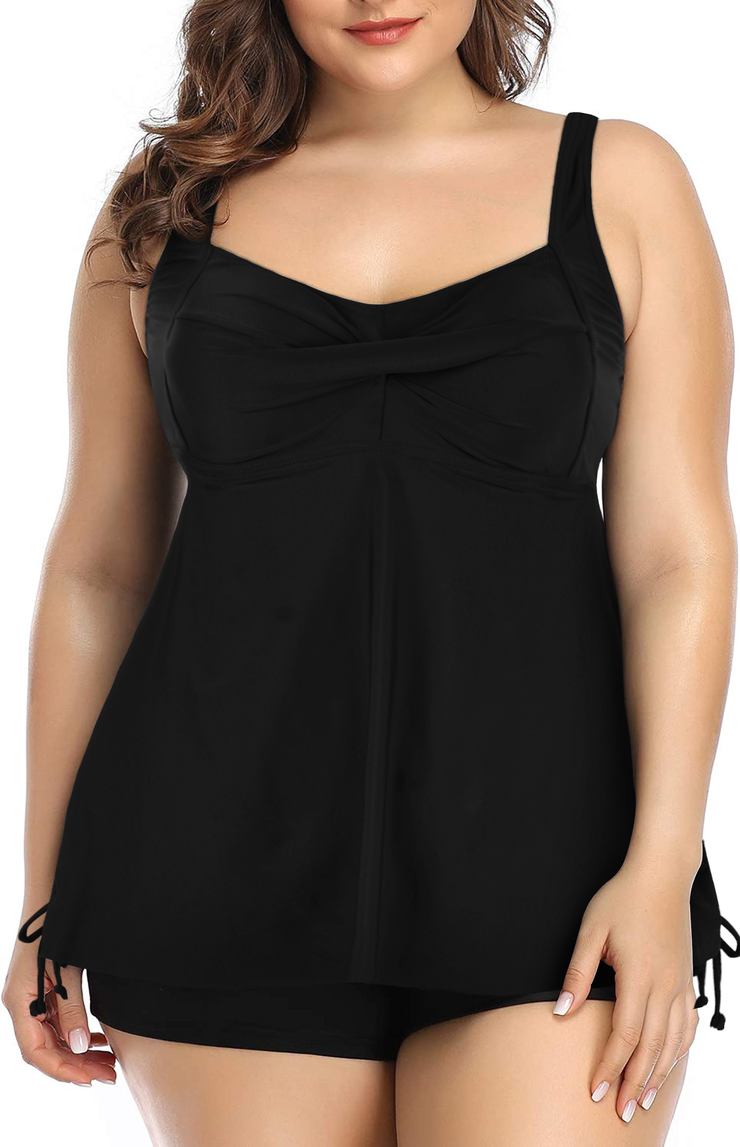 Firpearl Plus Size Tankini Swimsuits for Women Flowy Tankini Top with Shorts Two Piece Bathing Suits