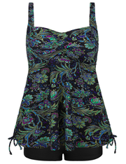 Firpearl Plus Size Tankini Swimsuits for Women Flowy Tankini Top with Shorts Two Piece Bathing Suits