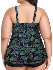 Firpearl Plus Size Tankini Swimsuits for Women Flowy Tankini Top with Shorts Two Piece Bathing Suits