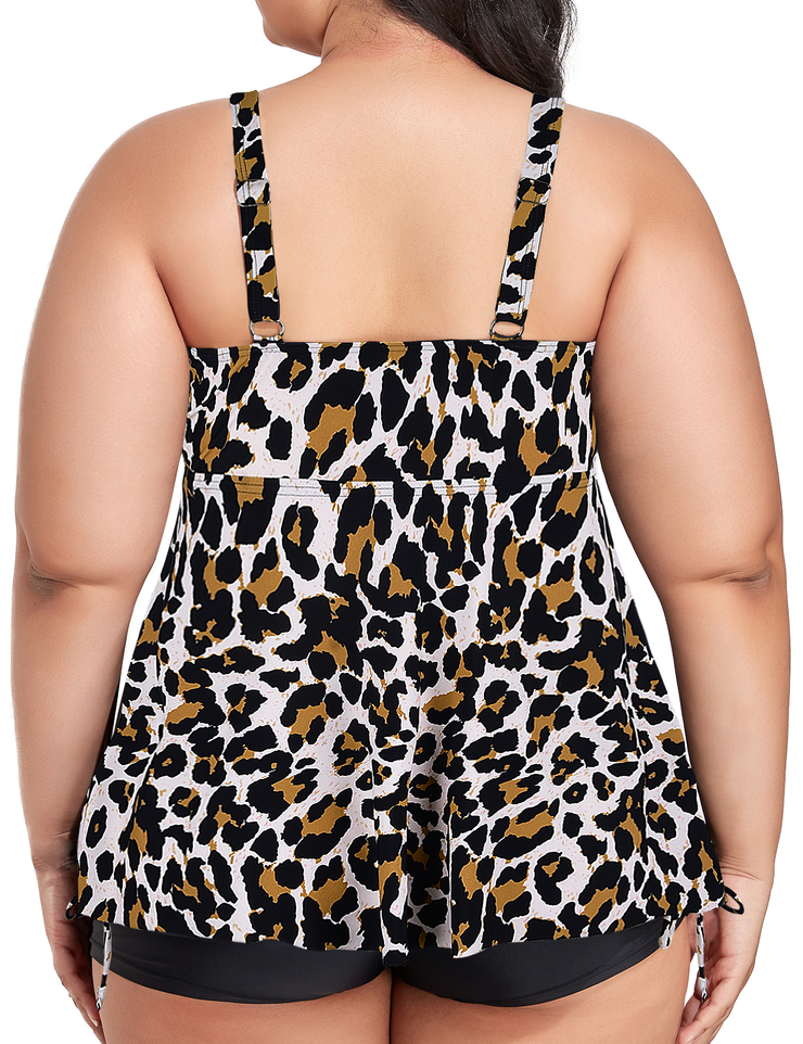 Firpearl Plus Size Tankini Swimsuits for Women Flowy Tankini Top with Shorts Two Piece Bathing Suits