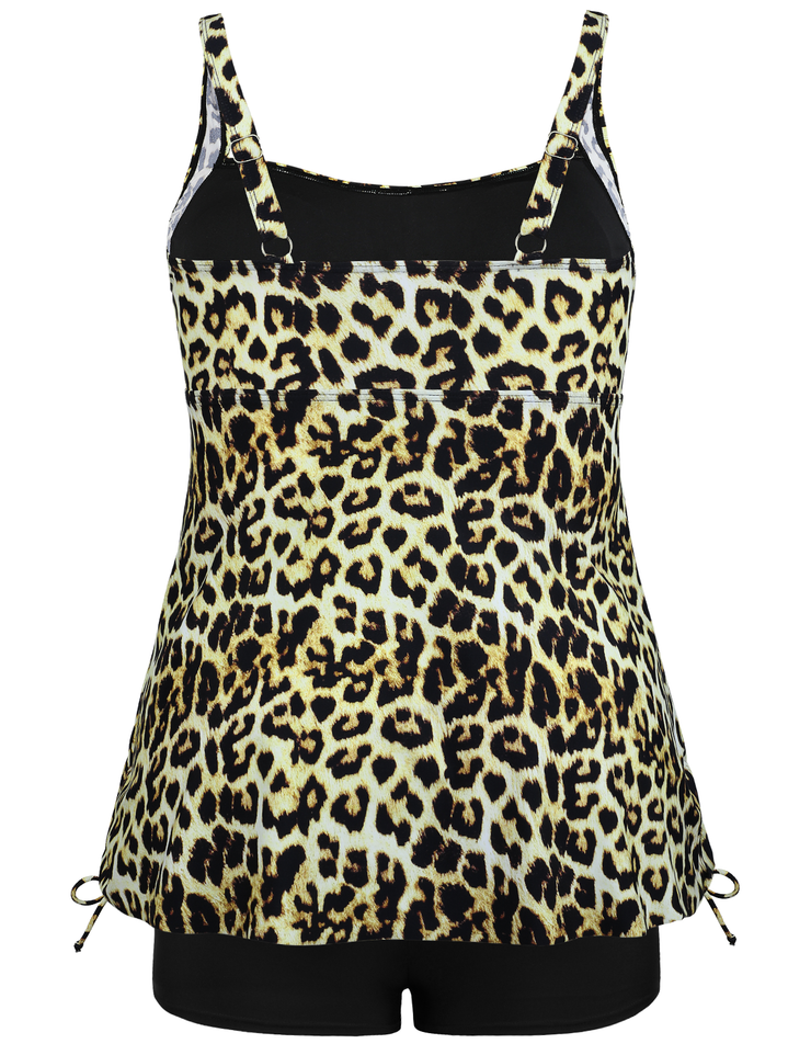 Firpearl Plus Size Tankini Swimsuits for Women Flowy Tankini Top with Shorts Two Piece Bathing Suits