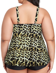 Firpearl Plus Size Tankini Swimsuits for Women Flowy Tankini Top with Shorts Two Piece Bathing Suits