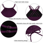Firpearl Plus Size Tankini Swimsuits for Women Flowy High Neck Bathing Suit Top with Shorts Cross Back 2 Piece Swimwear