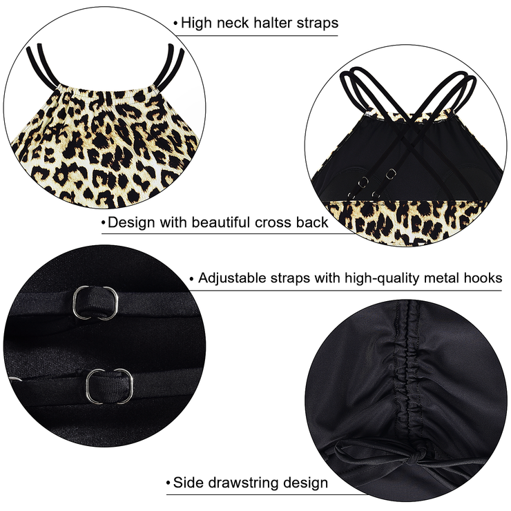 Firpearl Plus Size Tankini Swimsuits for Women Flowy High Neck Bathing Suit Top with Shorts Cross Back 2 Piece Swimwear