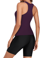Firpearl 2 Piece Tankini Swimsuits for Women Racerback Tank Tops with Swim Capris Athletic Bathing Suit Swimwear