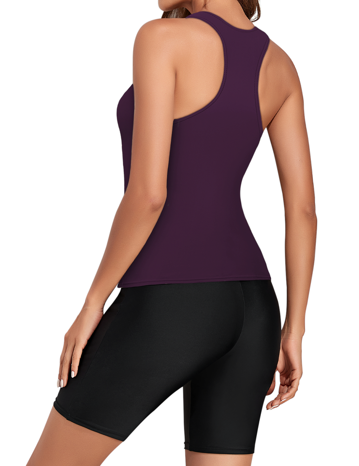 Firpearl 2 Piece Tankini Swimsuits for Women Racerback Tank Tops with Swim Capris Athletic Bathing Suit Swimwear