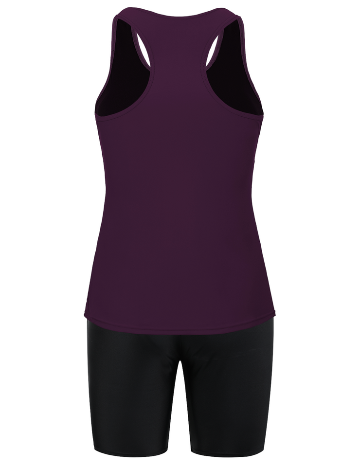 Firpearl 2 Piece Tankini Swimsuits for Women Racerback Tank Tops with Swim Capris Athletic Bathing Suit Swimwear