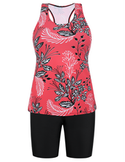 Firpearl 2 Piece Tankini Swimsuits for Women Racerback Tank Tops with Swim Capris Athletic Bathing Suit Swimwear
