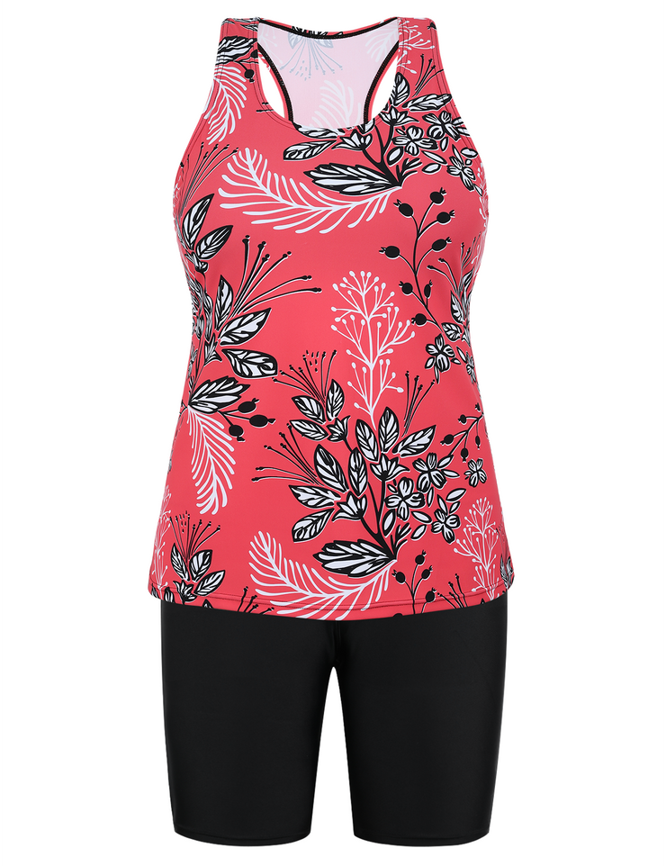 Firpearl 2 Piece Tankini Swimsuits for Women Racerback Tank Tops with Swim Capris Athletic Bathing Suit Swimwear