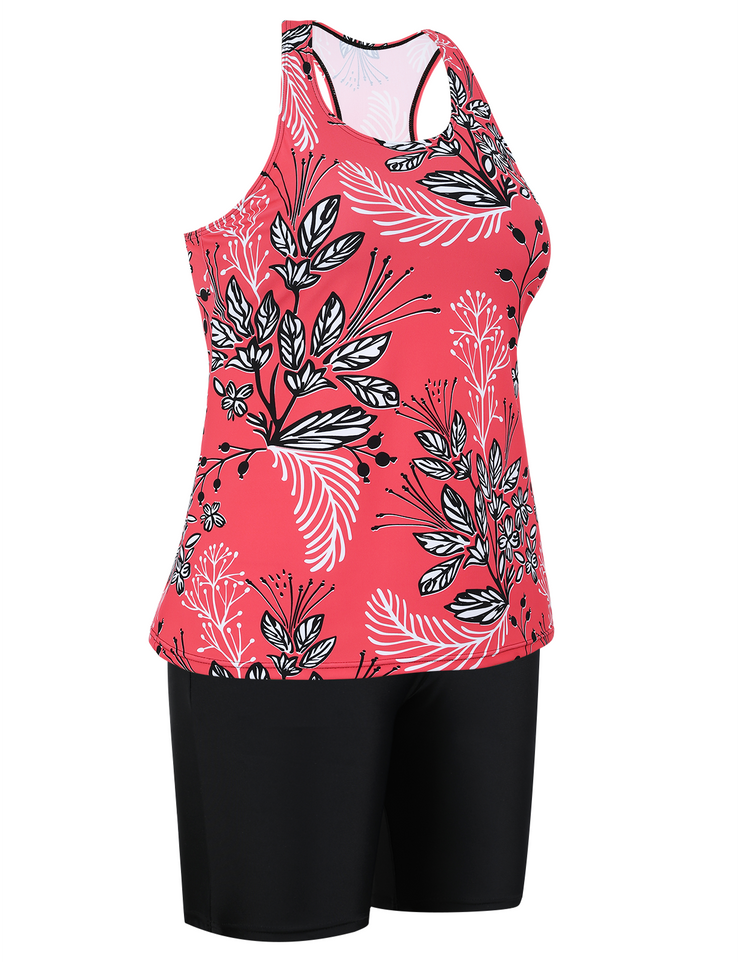Firpearl 2 Piece Tankini Swimsuits for Women Racerback Tank Tops with Swim Capris Athletic Bathing Suit Swimwear