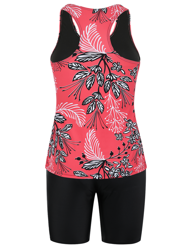 Firpearl 2 Piece Tankini Swimsuits for Women Racerback Tank Tops with Swim Capris Athletic Bathing Suit Swimwear