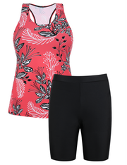 Firpearl 2 Piece Tankini Swimsuits for Women Racerback Tank Tops with Swim Capris Athletic Bathing Suit Swimwear