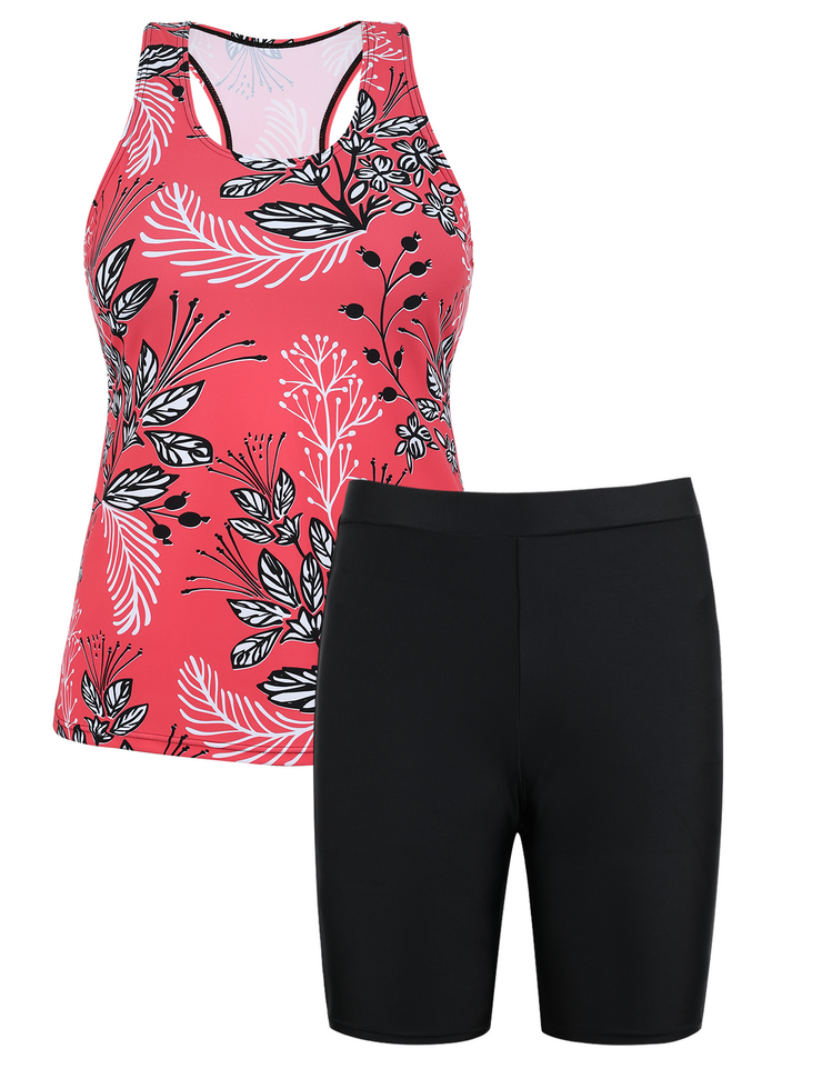 Firpearl 2 Piece Tankini Swimsuits for Women Racerback Tank Tops with Swim Capris Athletic Bathing Suit Swimwear