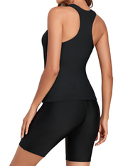 Firpearl 2 Piece Tankini Swimsuits for Women Racerback Tank Tops with Swim Capris Athletic Bathing Suit Swimwear