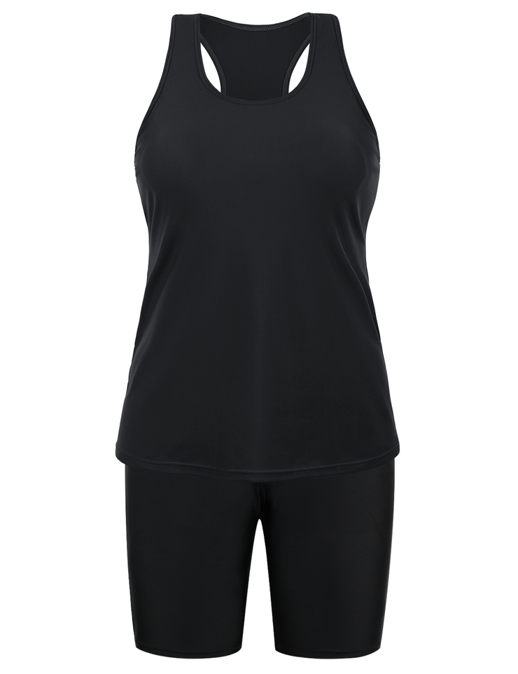 Firpearl 2 Piece Tankini Swimsuits for Women Racerback Tank Tops with Swim Capris Athletic Bathing Suit Swimwear
