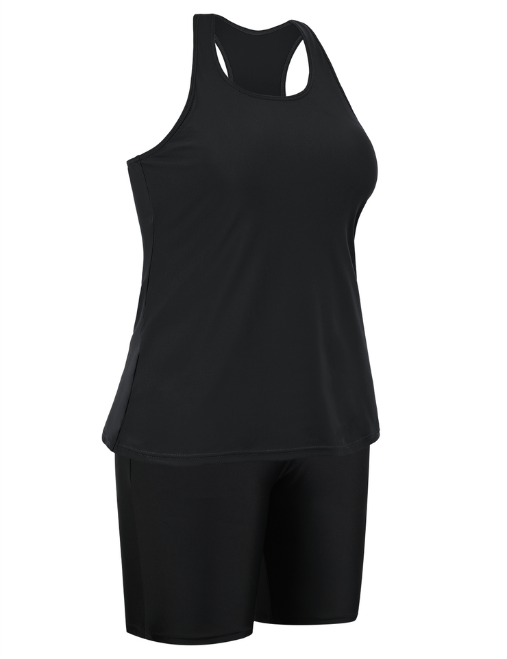 Firpearl 2 Piece Tankini Swimsuits for Women Racerback Tank Tops with Swim Capris Athletic Bathing Suit Swimwear