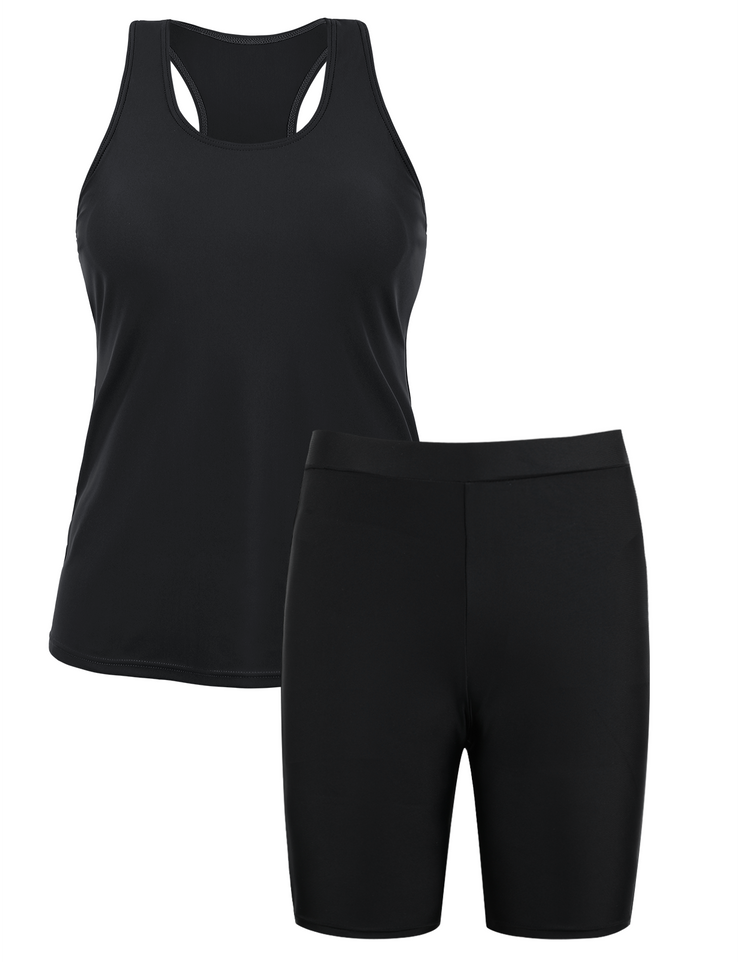 Firpearl 2 Piece Tankini Swimsuits for Women Racerback Tank Tops with Swim Capris Athletic Bathing Suit Swimwear