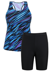 Firpearl 2 Piece Tankini Swimsuits for Women Racerback Tank Tops with Swim Capris Athletic Bathing Suit Swimwear